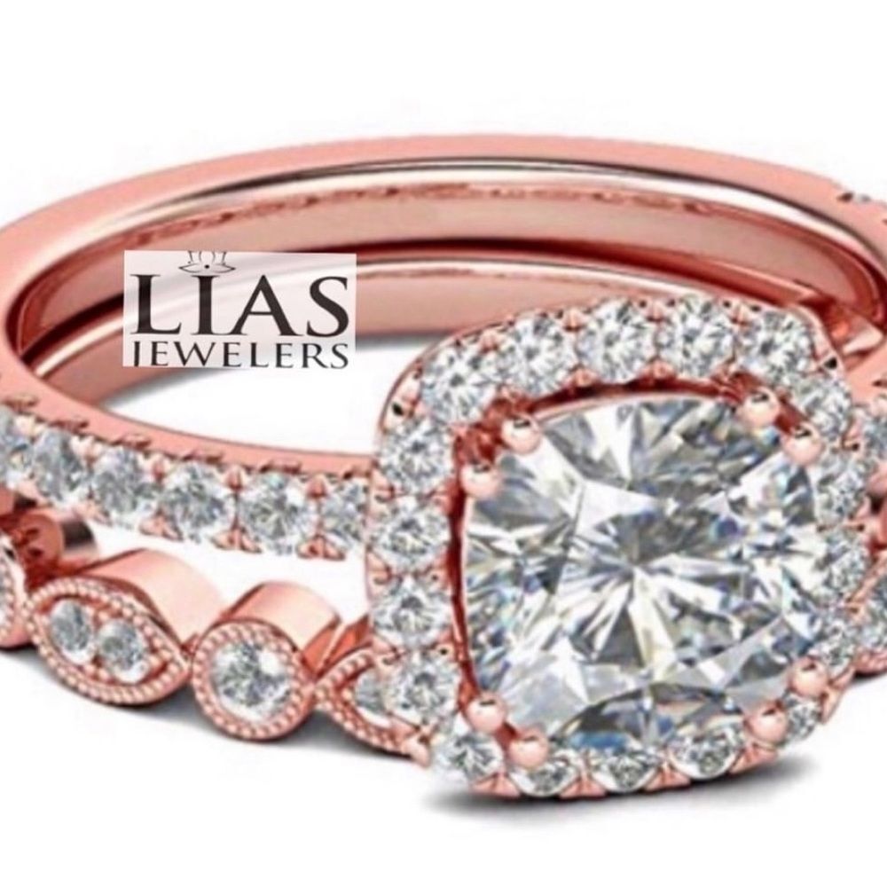New 18k rose gold wedding ring set - Picture 2 of 6